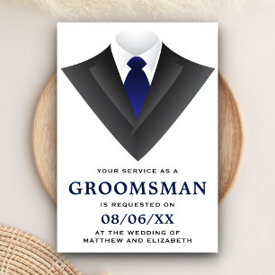 Modern Tuxedo Groomsman Request Invitation