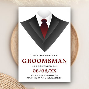 Modern Tuxedo Groomsman Request Invitation