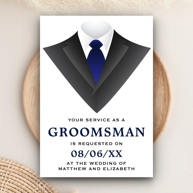 Modern Tuxedo Groomsman Request Invitation (Creator Uploaded)