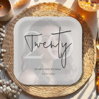 Modern Twenty 20th Birthday Party Plates