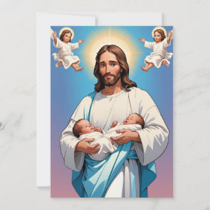 modern twin baptism invitations