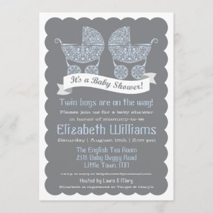 Modern Twin Boys Baby Shower Invitation