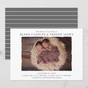 Modern Twin Photo Birth Announcement