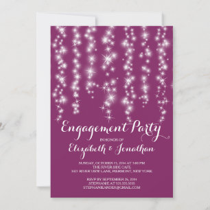 Modern Twinkle Lights Engagement Party Invitation