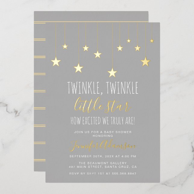 Modern Twinkle Little Star Baby Shower (Front/Back)