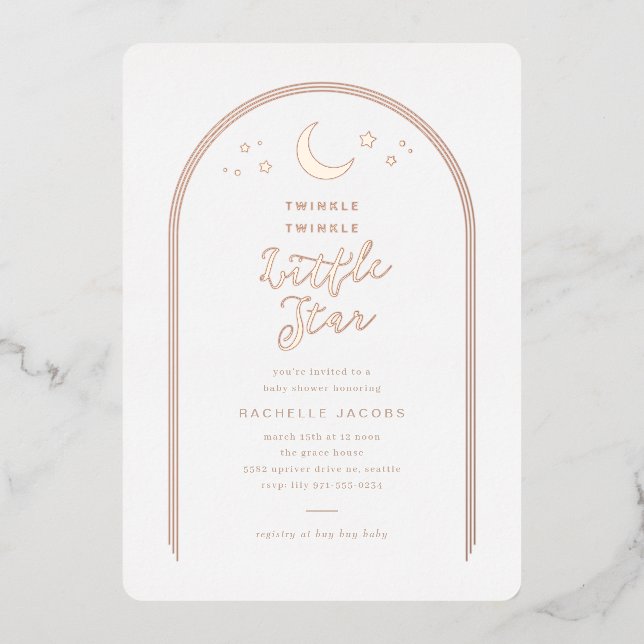 Modern Twinkle Little Star Baby Shower Rose Gold (Front)