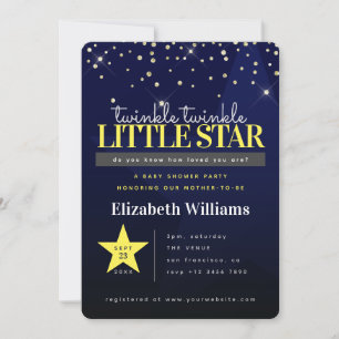 Modern Twinkle Twinkle Little Star Baby Shower Invitation