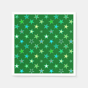 Modern Twinkling Stars, Emerald and Lime Green Napkin