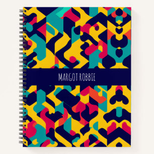 Modern twitch Yellow Blue Pink Geometric Pattern Notebook