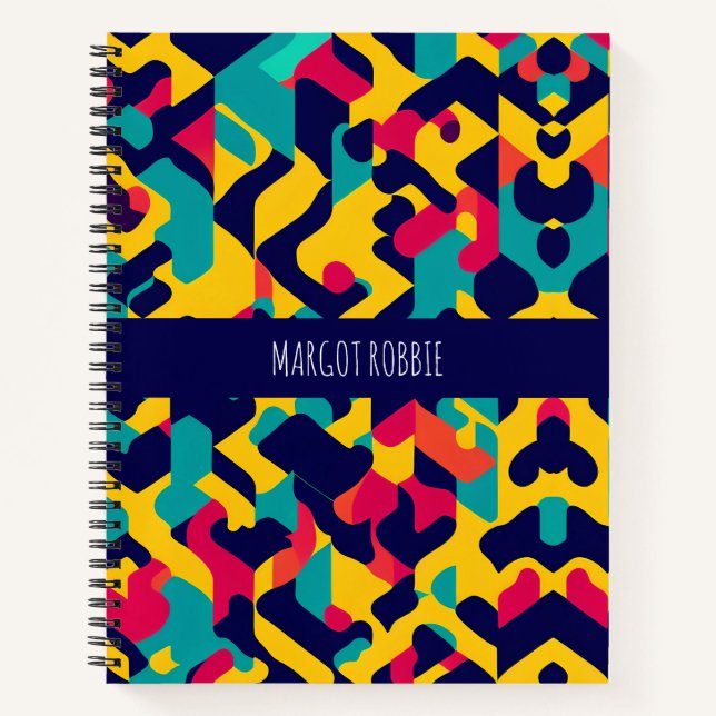 Modern twitch Yellow Blue Pink Geometric Pattern Notebook (Front)