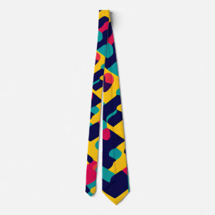 Modern twitch Yellow Blue Pink Geometric Pattern Tie