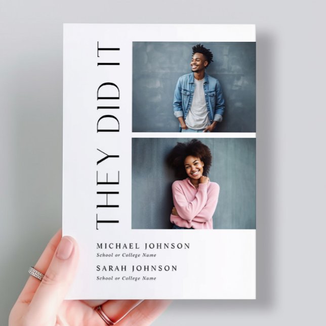 Modern Two Graduates Double Graduation Party Invitation (Creator Uploaded)