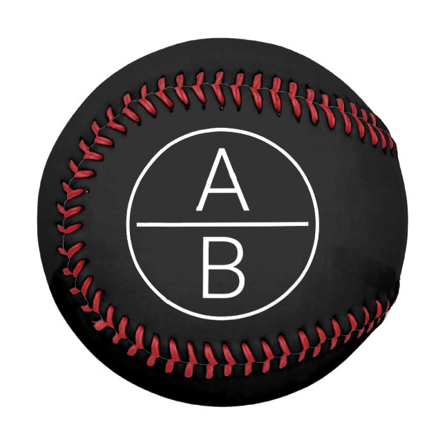 Modern Two Initials Monogram Baseball (Front Left)