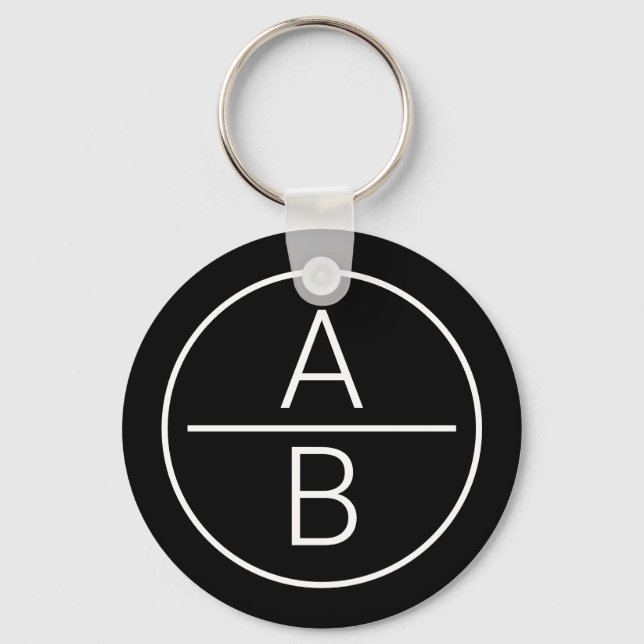 Modern Two Initials Monogram Keychain (Front)