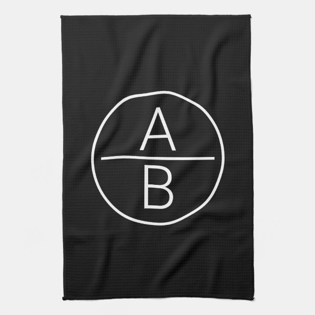 Modern Two Initials Monogram Kitchen Towel (Vertical)