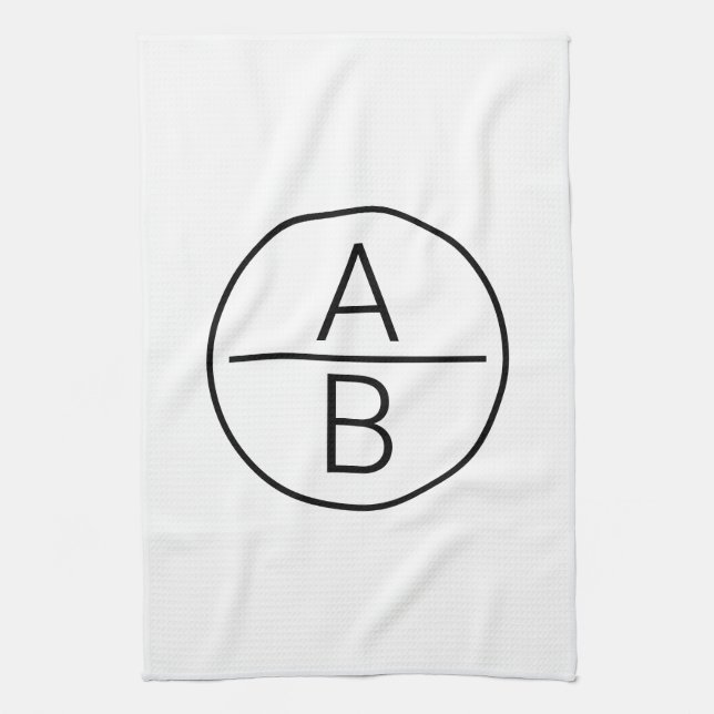 Modern Two Initials Monogram Kitchen Towel (Vertical)