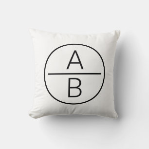 Modern Two Initials Monogram Throw Pillow