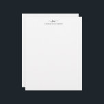 Modern Two Monogram Initial Girly Script Swash Letterhead<br><div class="desc">Elegant Two Monogram Initial Girly Script Swash Black Personalized Letterhead</div>