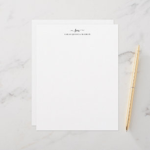 Modern Two Monogram Initial Girly Script Swash Letterhead
