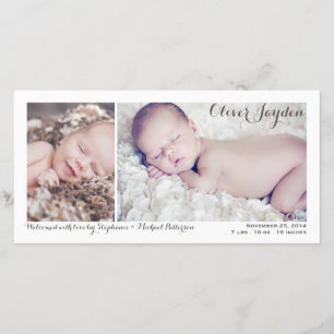 Modern Two Photo Baby Birth Announcement