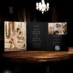 Modern Two Photo Black Wedding Tri-Fold Invitation<br><div class="desc">Celebrate your love story with our Modern Two-Photo Black Wedding Tri-Fold Invitation. This sleek design combines timeless elegance with contemporary flair, featuring two cherished photos beautifully framed against a bold black backdrop. The tri-fold layout offers ample space for event details, ensuring clarity and sophistication. Printed on premium cardstock with crisp...</div>