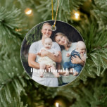 Modern two photo double sided custom text Hanukkah Ceramic Ornament<br><div class="desc">Modern two photo double sided custom text Hanukkah Ornament.
Custom photo image or picture with fully customizable white text on front side and custom second photo on the back.



Photo credit freepik</div>