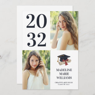Modern Two Photo Graduation Party Invitation