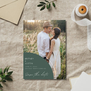 Modern Two Photo QR Code Wedding  Save The Date