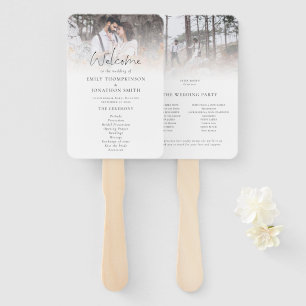 Modern Two Photos Overlay Wedding Program  Hand Fan