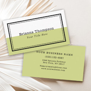 Modern Two Tone Colour Block Lime Green Business Card