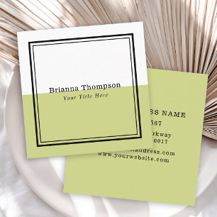 Modern Two Tone Colour Block Lime Green Square Business Card