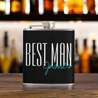 Modern Type Best Man Personalized Bridal Party Hip Flask