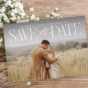 Modern Type Calligraphy Script Overlay Photo Save  The Date