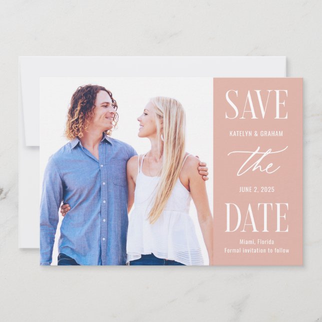 Modern Type Editable Colour Save The Date Card (Front)