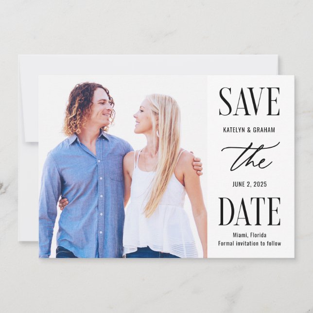 Modern Type Editable Colour Save The Date Card (Front)