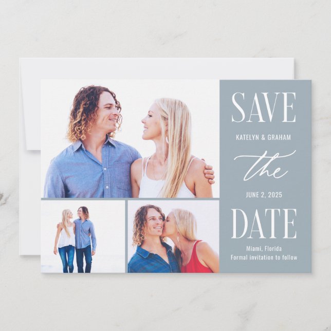 Modern Type Editable Colour Save The Date Card (Front)
