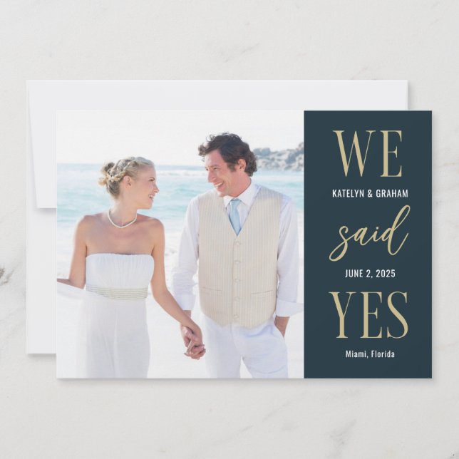 Modern Type Editable Colour Wedding Announcement (Front)