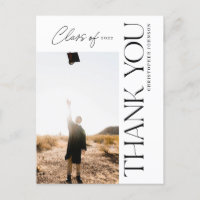 Modern Type Graduation Thank You Photo Black