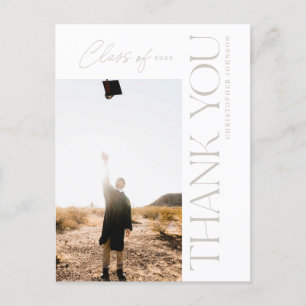 Modern Type Graduation Thank You Photo Grey Postcard