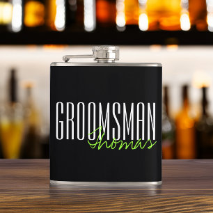 Modern Type Groomsman Personalized Bridal Party Hip Flask