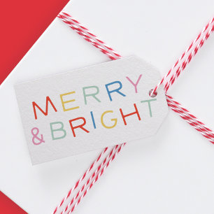 Modern Type Holiday Christmas Merry & Bright Gift Tags
