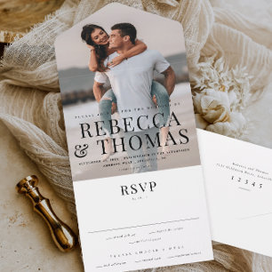 Modern Type Names Simple Photo Wedding All In One Invitation