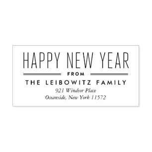 Modern Type New Year Return Address Stamp