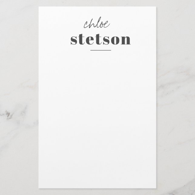 Modern type personalized stationery (Front)