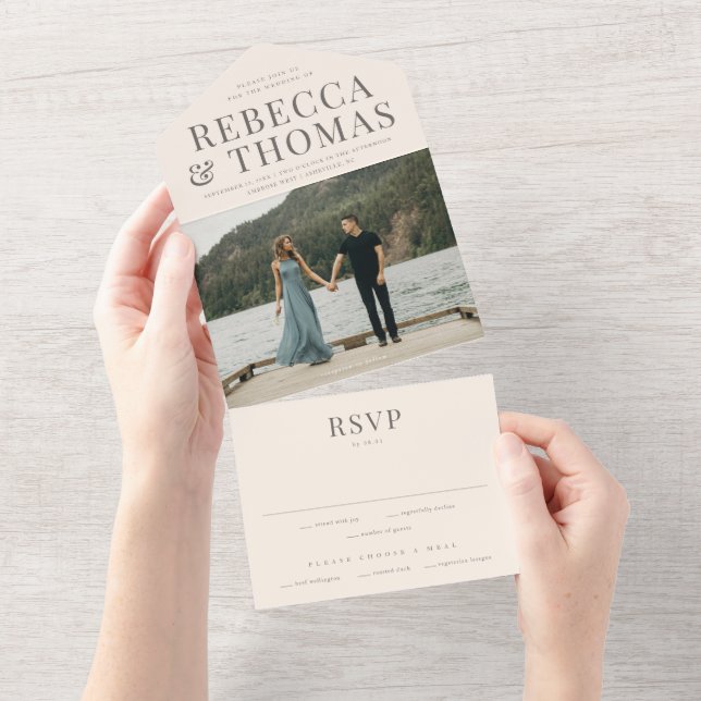Modern Type Photo Wedding All In One Invitation (Tearaway)
