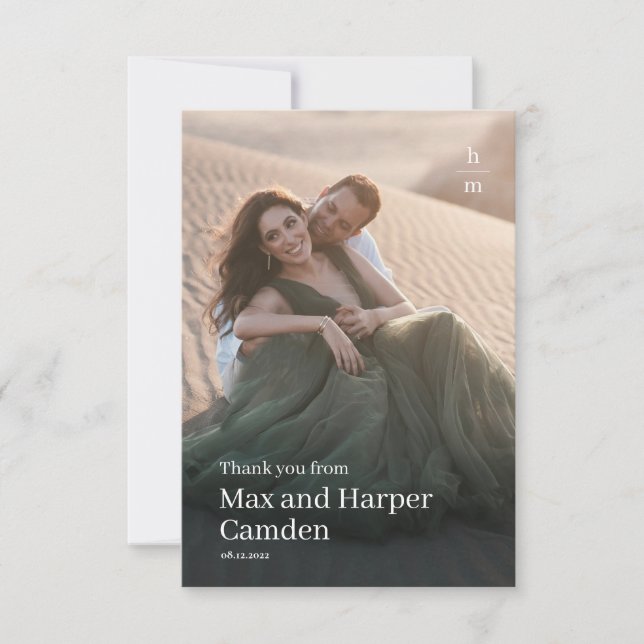 Modern Type Photo Wedding Thank You Card (Front)