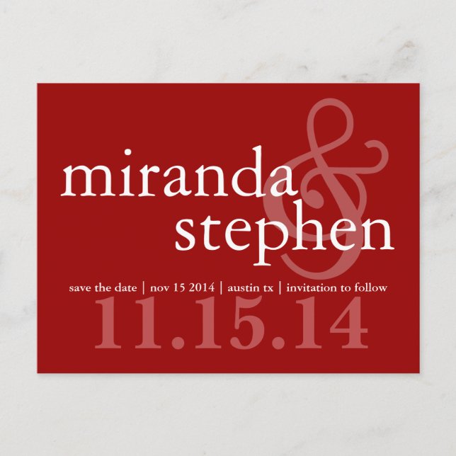 Modern Type Save the Date Bold Wedding Postcard (Front)