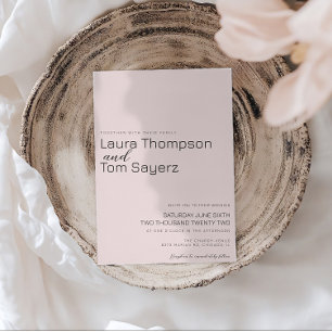 Modern Type Simple Muted Pink Wedding Invitation
