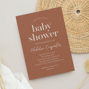 Modern Type Terracotta Boho Baby Shower Invitation