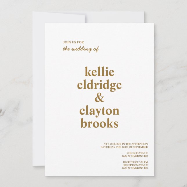Modern Type Wedding Invitation (Front)